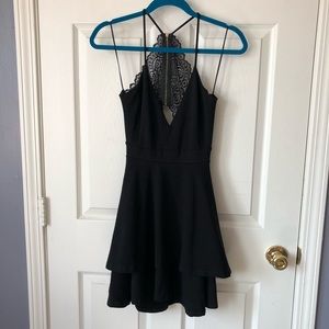 Lace Back Black A Line Dress